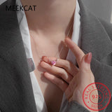 925 Silver Pink Zircon Heart Necklace Womens Clavicle Chain