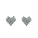 925 Silver Pixel Heart Stud Earrings Punk Wedding Jewelry