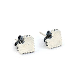 925 Silver Pixel Heart Stud Earrings Punk Wedding Jewelry