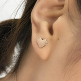 925 Silver Pixel Heart Stud Earrings Punk Wedding Jewelry