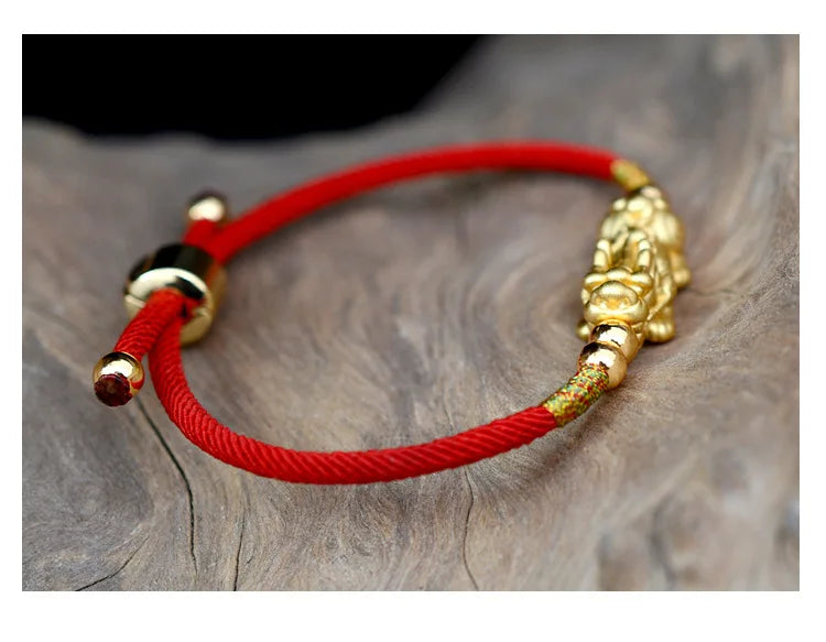 925 Silver Pixiu Tibetan Lucky Red Rope Bracelet Adjustable Charm