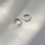 925 Sterling Silver Half Round Hoop Earrings Women Jewelry Gift