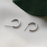 925 Sterling Silver Half Round Hoop Earrings Women Jewelry Gift