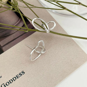 925 Silver Plain Hoop Stud Earrings Women's Geometric Ear Studs