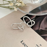 925 Silver Plain Hoop Stud Earrings Women's Geometric Ear Studs