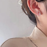 925 Silver Plain Hoop Stud Earrings Women's Geometric Ear Studs