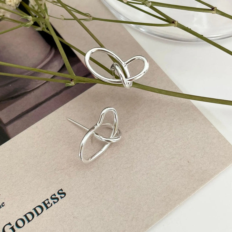 925 Silver Plain Hoop Stud Earrings Women's Geometric Ear Studs