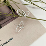 925 Silver Plain Hoop Stud Earrings Women's Geometric Ear Studs