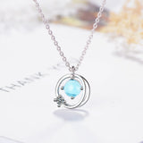 925 Silver Planet Charm Necklace Pendant Women Clavicle Choker Chain
