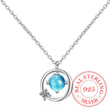 925 Silver Planet Charm Necklace Pendant Women Clavicle Choker Chain
