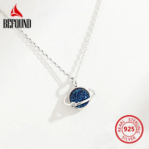 925 Silver Planet Necklace Zircon Inlaid Cluster Pendant Girl Jewelry