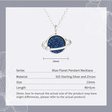 925 Silver Planet Necklace Zircon Inlaid Cluster Pendant Girl Jewelry