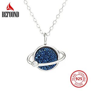 925 Silver Planet Necklace Zircon Inlaid Cluster Pendant Girl Jewelry