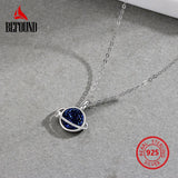 925 Silver Planet Necklace Zircon Inlaid Cluster Pendant Girl Jewelry