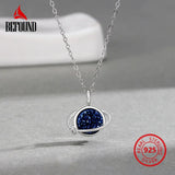925 Silver Planet Necklace Zircon Inlaid Cluster Pendant Girl Jewelry