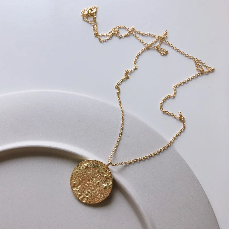 925 Silver Planet Star BFF Necklaces Astronomy Universe Coin Necklace