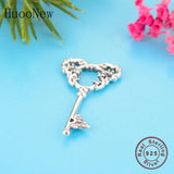 925 Silver Plant Mickey Key Zirconia Bead Charm Bracelet Necklace Berloque