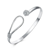 925 Silver Rose Flower Cuff Bangles For Women