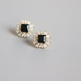 925 Silver Plated 14K Zircon Earrings French Vintage Jewelry
