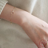 925 Silver Plated 14K Bracelet Circle Flower Zircon for Women