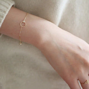 925 Silver Plated 14K Bracelet Circle Flower Zircon Bracelet for Women