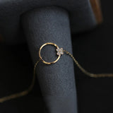 925 Silver Plated 14K Bracelet Circle Flower Zircon Bracelet for Women