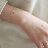 925 Silver Plated 14K Bracelet Circle Flower Zircon for Women
