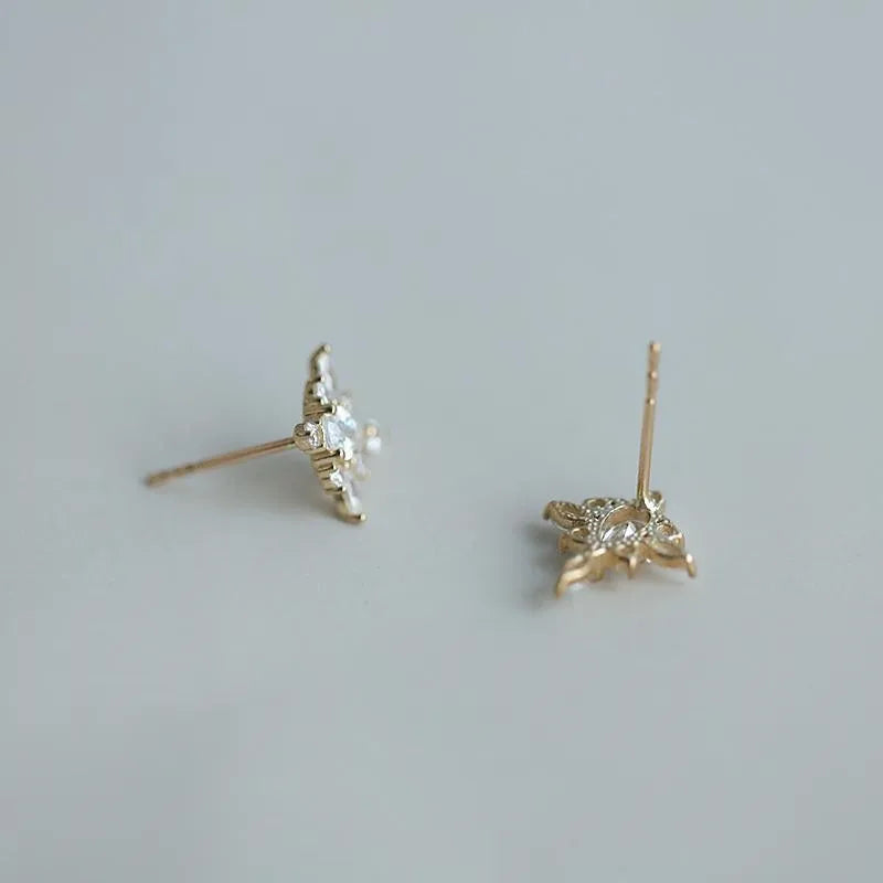 925 Sterling Silver Plated Zircon Stud Earrings - Vintage Design