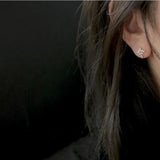 925 Sterling Silver Plated Zircon Stud Earrings - Vintage Design