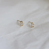 925 Silver Plated 14K Double Arc Zircon Earrings for Women Girl