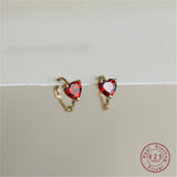 925 Silver Plated Zircon Heart Earrings for Women