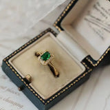 925 Silver Plated 14K Green Zircon Ring French Jewelry Gift