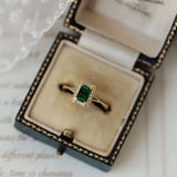 925 Silver Plated 14K Green Zircon Ring French Jewelry Gift