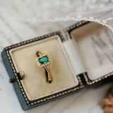 925 Silver Plated 14K Green Zircon Ring French Jewelry Gift