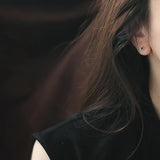 925 Silver Plated Green Zircon Stud Earrings French Vintage Jewelry