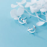 Moon Kitten Stud Earrings Silver Plated Jewelry