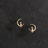 Moon Kitten Stud Earrings Silver Plated Jewelry