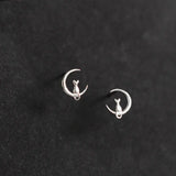 Moon Kitten Stud Earrings Silver Plated Jewelry