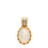 925 Silver Plated Opal Zircon Retro Ring Necklace Set Girl Gift