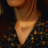 925 Silver Plated Opal Zircon Retro Ring Necklace Set Girl Gift