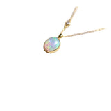 925 Silver 14K Opal Pendant Zircon Necklace French Retro Jewelry