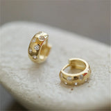 925 Silver Plated 14K Zircon Hoop Earrings Women Jewelry
