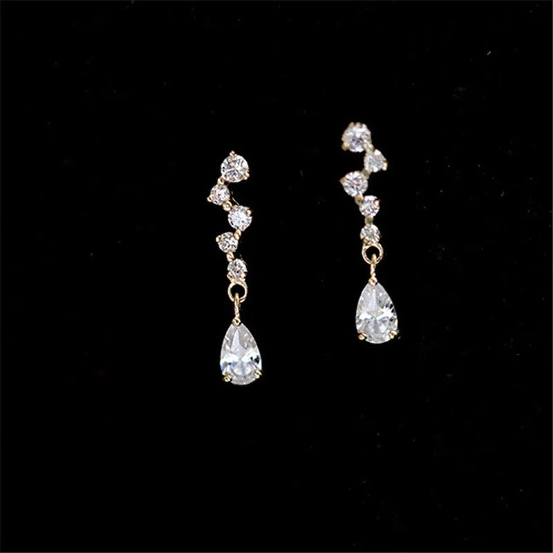 925 Silver Plated Zircon Sparkling Crystal Earrings