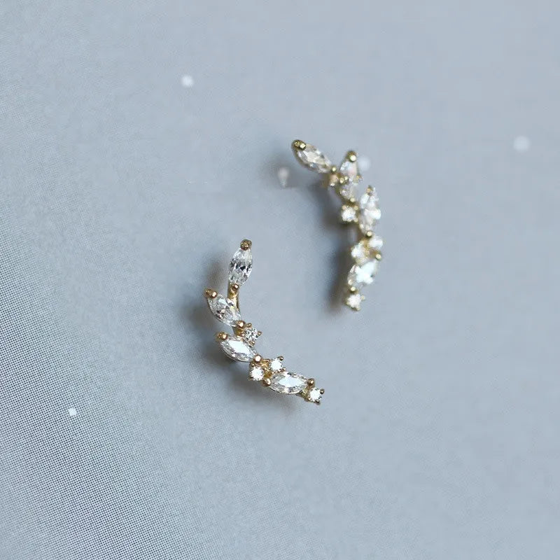 925 Silver Plated 14k Crystal Peace Olive Branch Earrings
