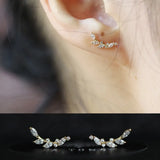 925 Silver Plated 14k Crystal Peace Olive Branch Earrings