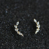 925 Silver Plated 14k Crystal Peace Olive Branch Earrings