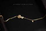 925 Silver Plated 14k Love & Rose Bracelet Romantic Slim Design