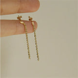 925 Silver Plating 14K Sparkling Long Earrings