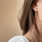 925 Silver Plating 14K Sparkling Long Earrings