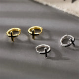 925 Silver Platinum Cross Stud Earrings Hip Hop Style Party Jewelry